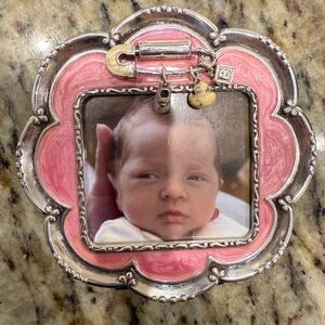 Brighton Baby Love Pink Silver Flower Girls Keepsake Picture Frame with Charms